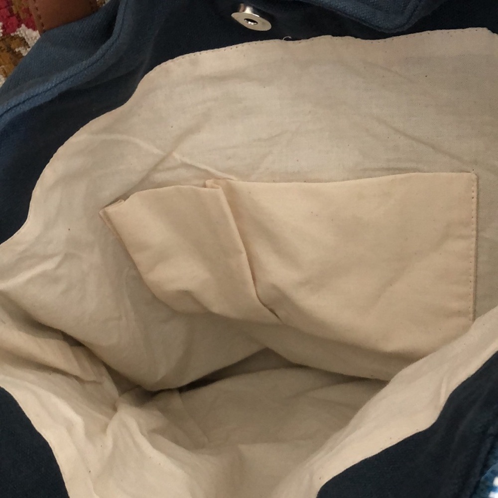 Blue Jute Tile Print Canvas Tote NWT - Picture 8 of 9